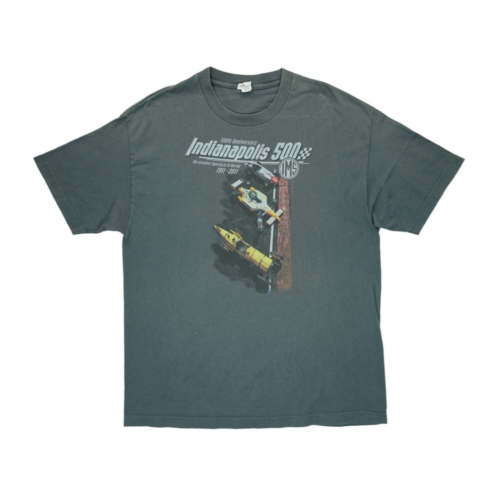 Men's XL Gray 100th Anniversary Indianapolis 500 Shirt Racing Car AAA Alstyle